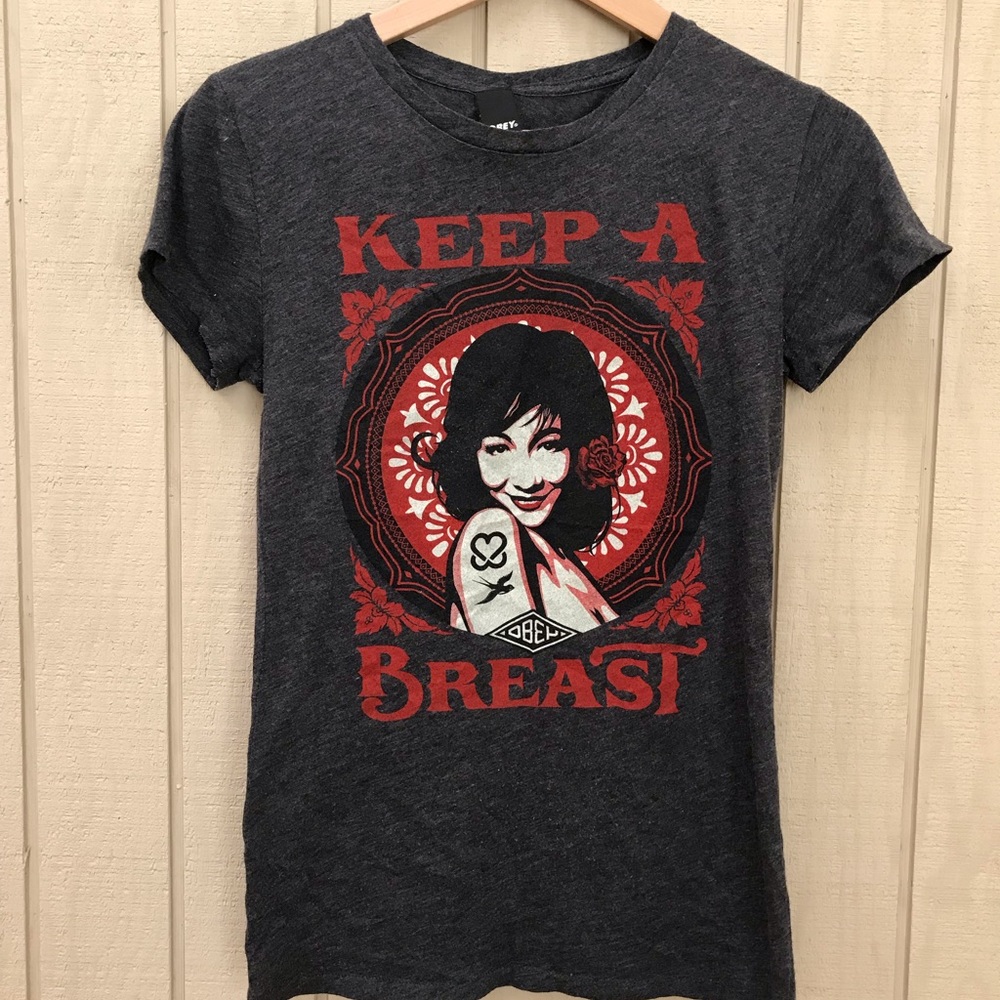 SoldOBEY “Keep a Breast” Grey T shirt